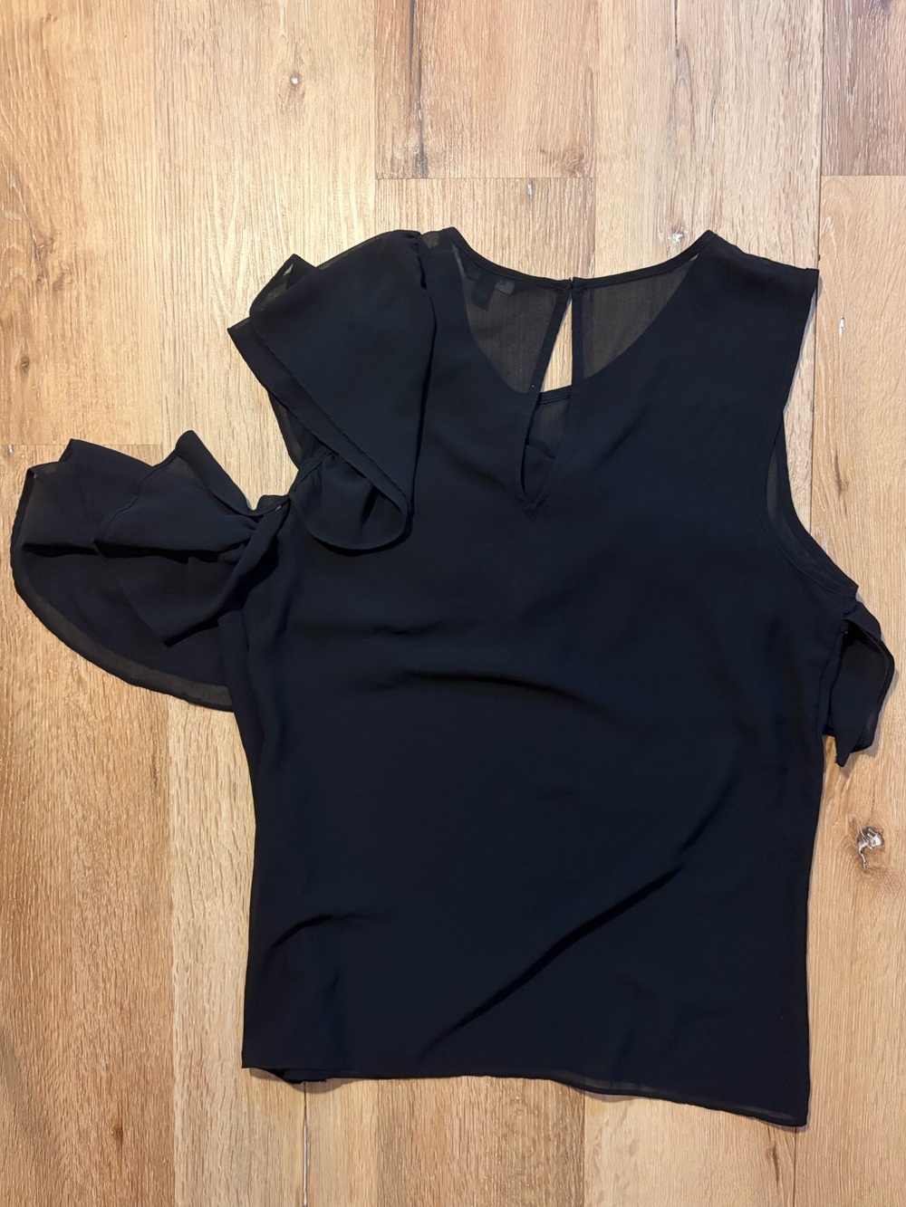 Express Black One-Shoulder Ruffle Blouse - Picture 2 of 3